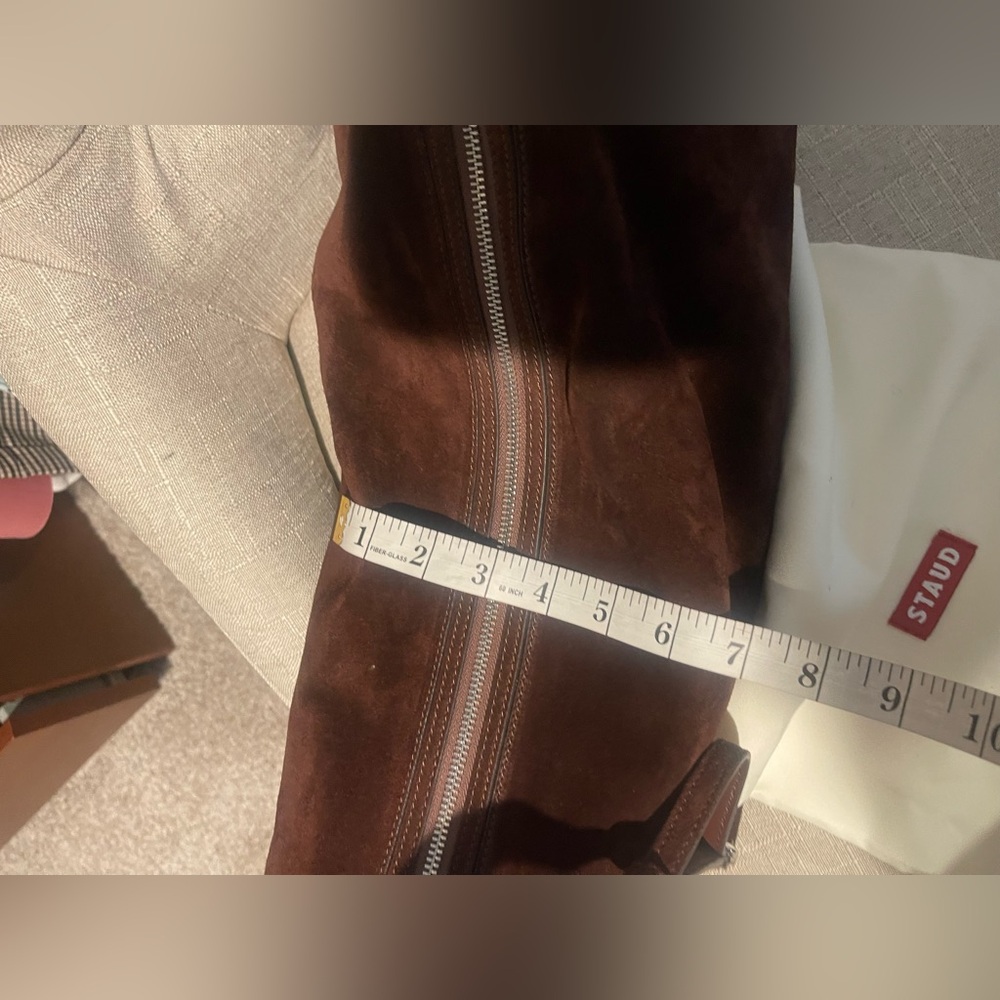 STAUD Taru suede brown large cylinder shoulder crossbody bag - Picture 9 of 9